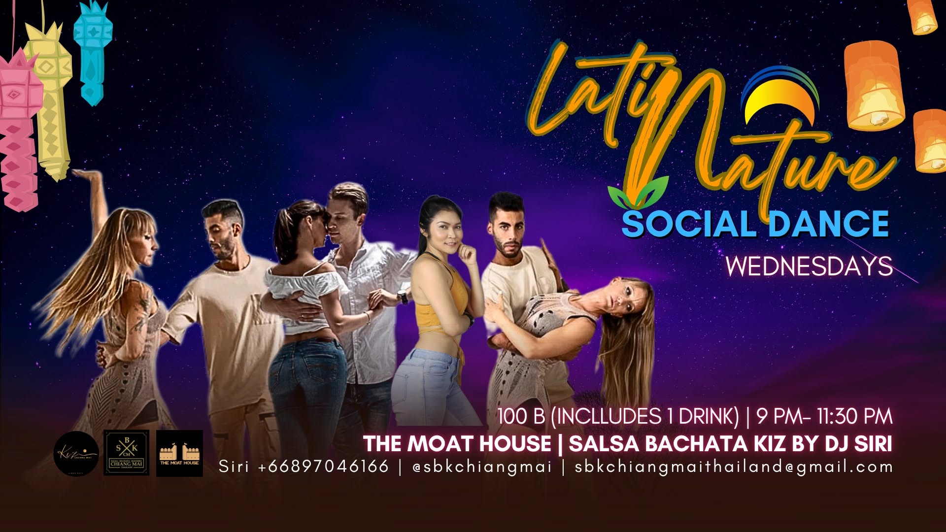 WED Latin Nature Social Dance Salsa Bachata Kiz 100 B Entry (1 drink included)
