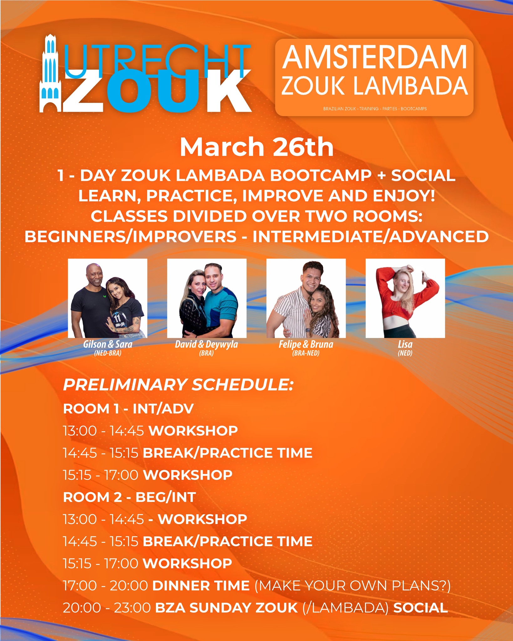1-Day Zouk Lambada Bootcamp Amsterdam + Social