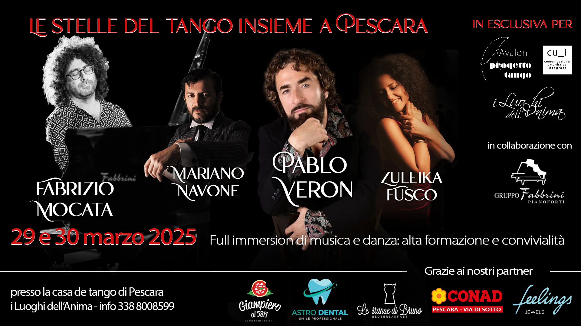LE STELLE DEL TANGO A PESCARA. Full immersion di musica, danza, alta formazione, convivialità