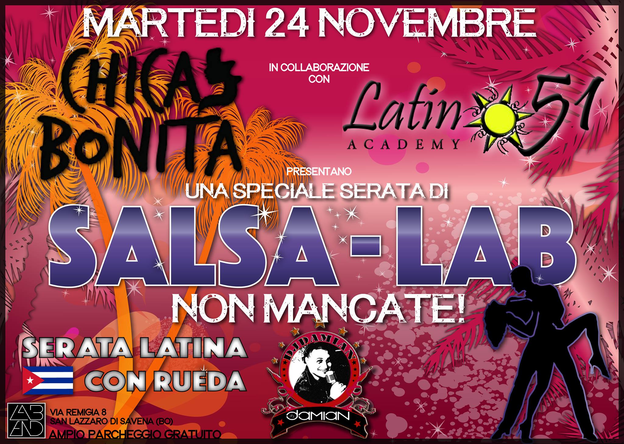 SALSA-LAB - MARTEDì 24 NOVEMBRE - LATINO51 NIGHT CON RUEDA! - DJ DAMIAN