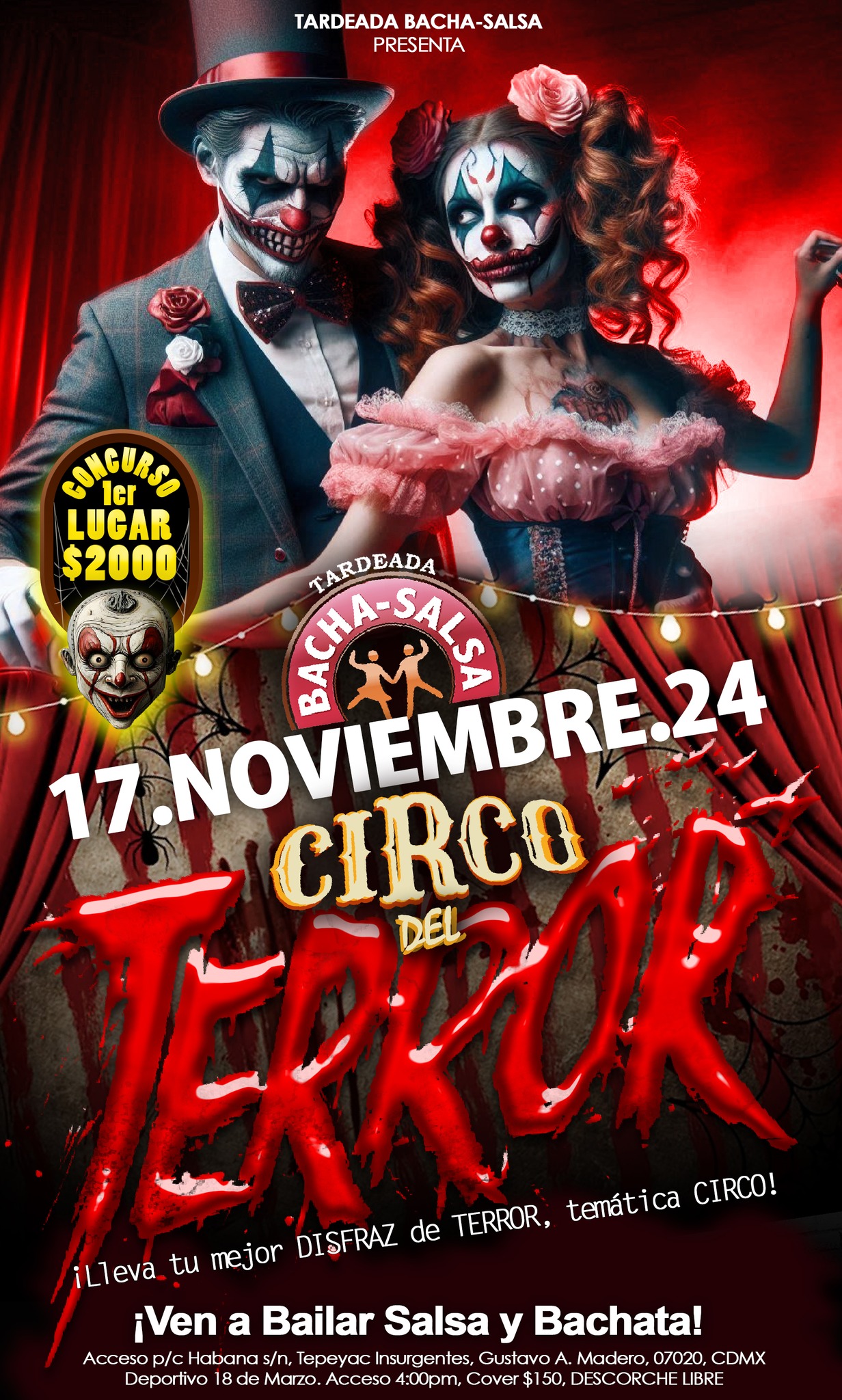 Tardeada Bacha-Salsa CIRCO DEL TERROR 17 de NOVIEMBRE!!!
