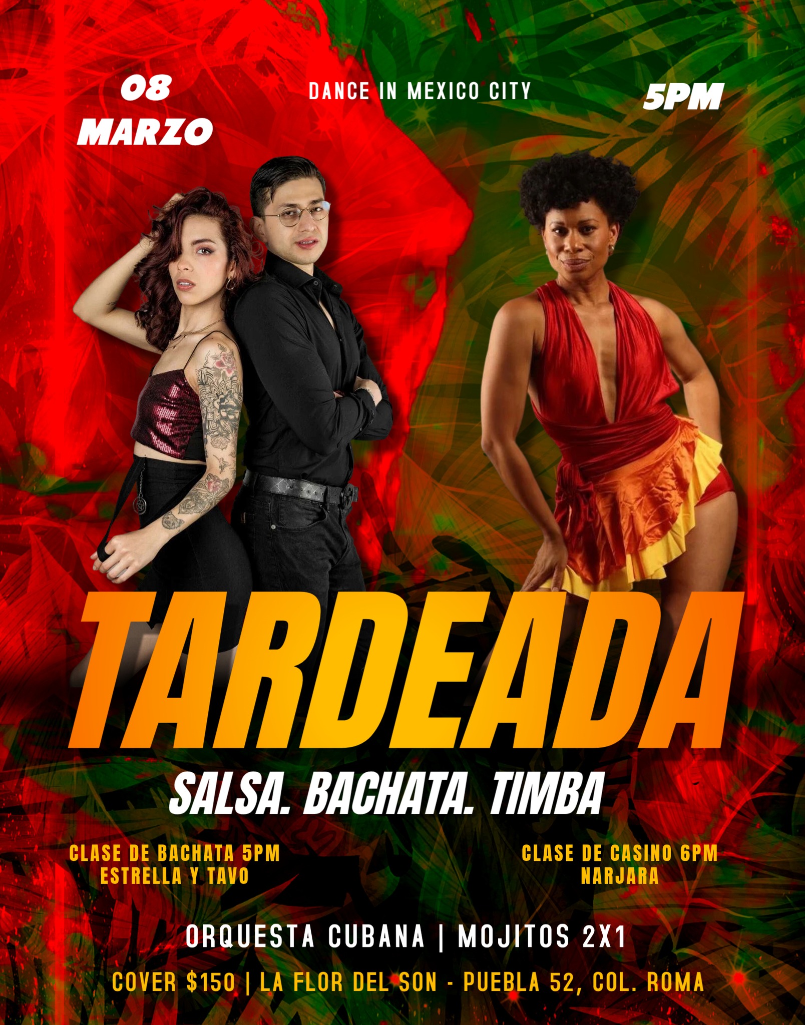 Tardeada Salsa, Bachata y Timba 08 de marzo