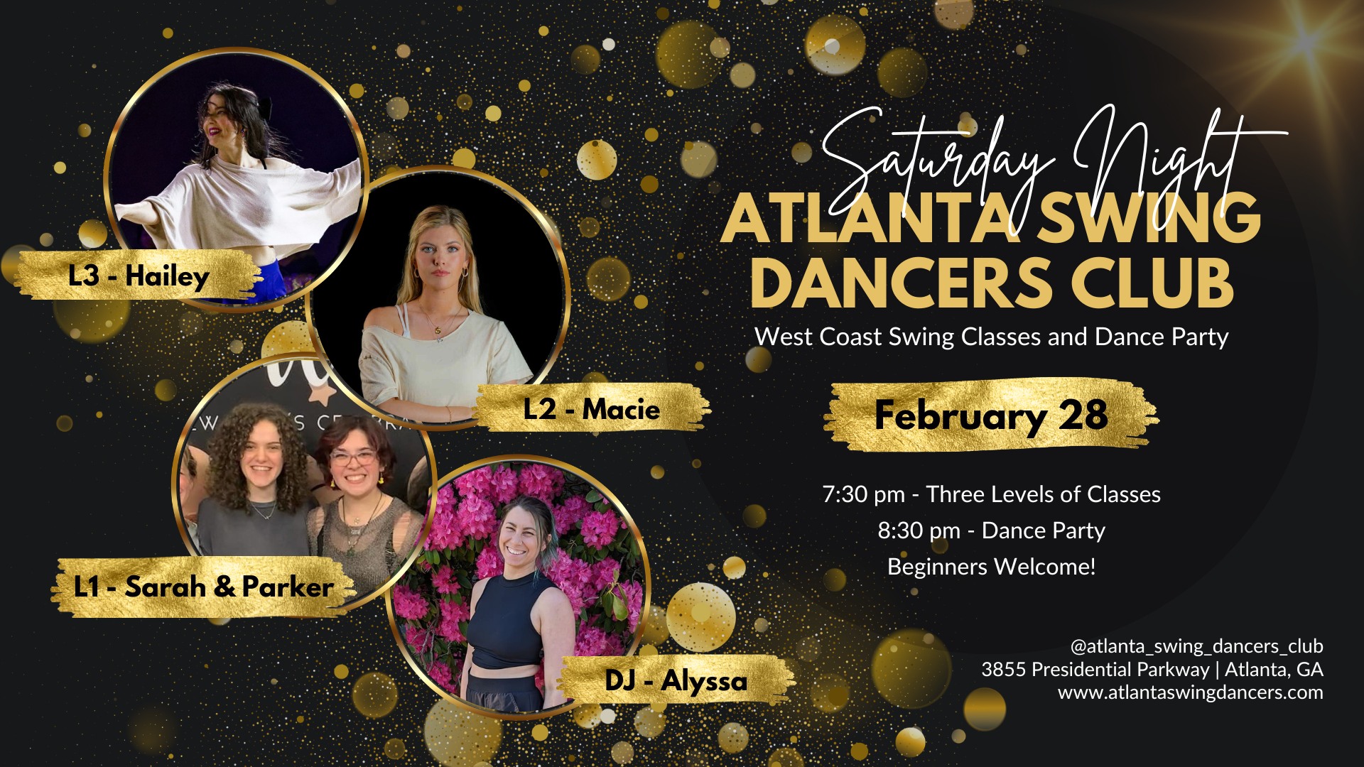 ASDC West Coast Swing Classes and Dance Party Saturday March 28