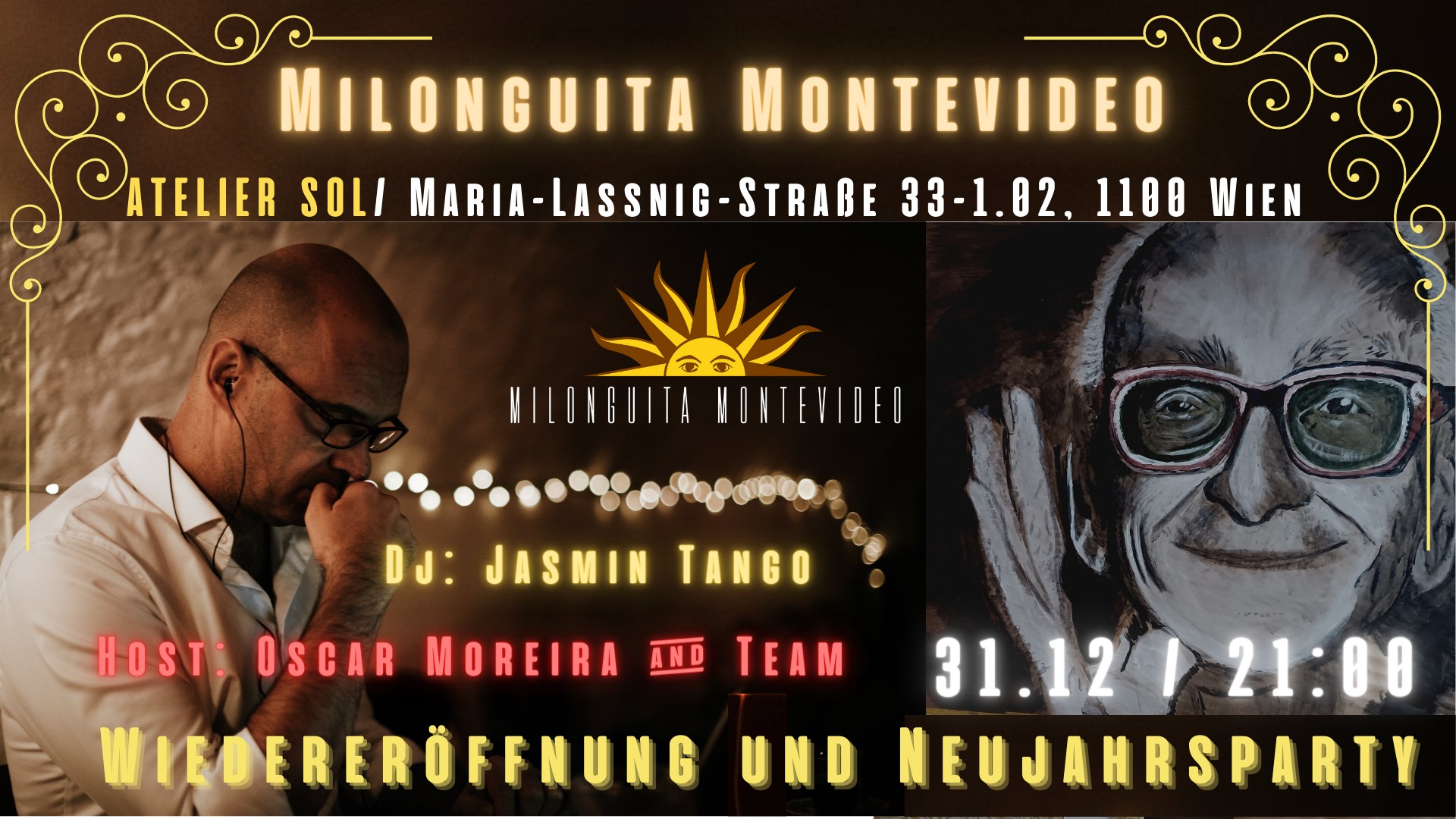 Milonguita Montevideo REVIVAL Dj Jasmin Tango Host Oscar Moreira Gemma Silvesterparty Oida!