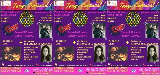 Week-end "Ça Tang'O Carnaval" à Tango Fuego d'Angers