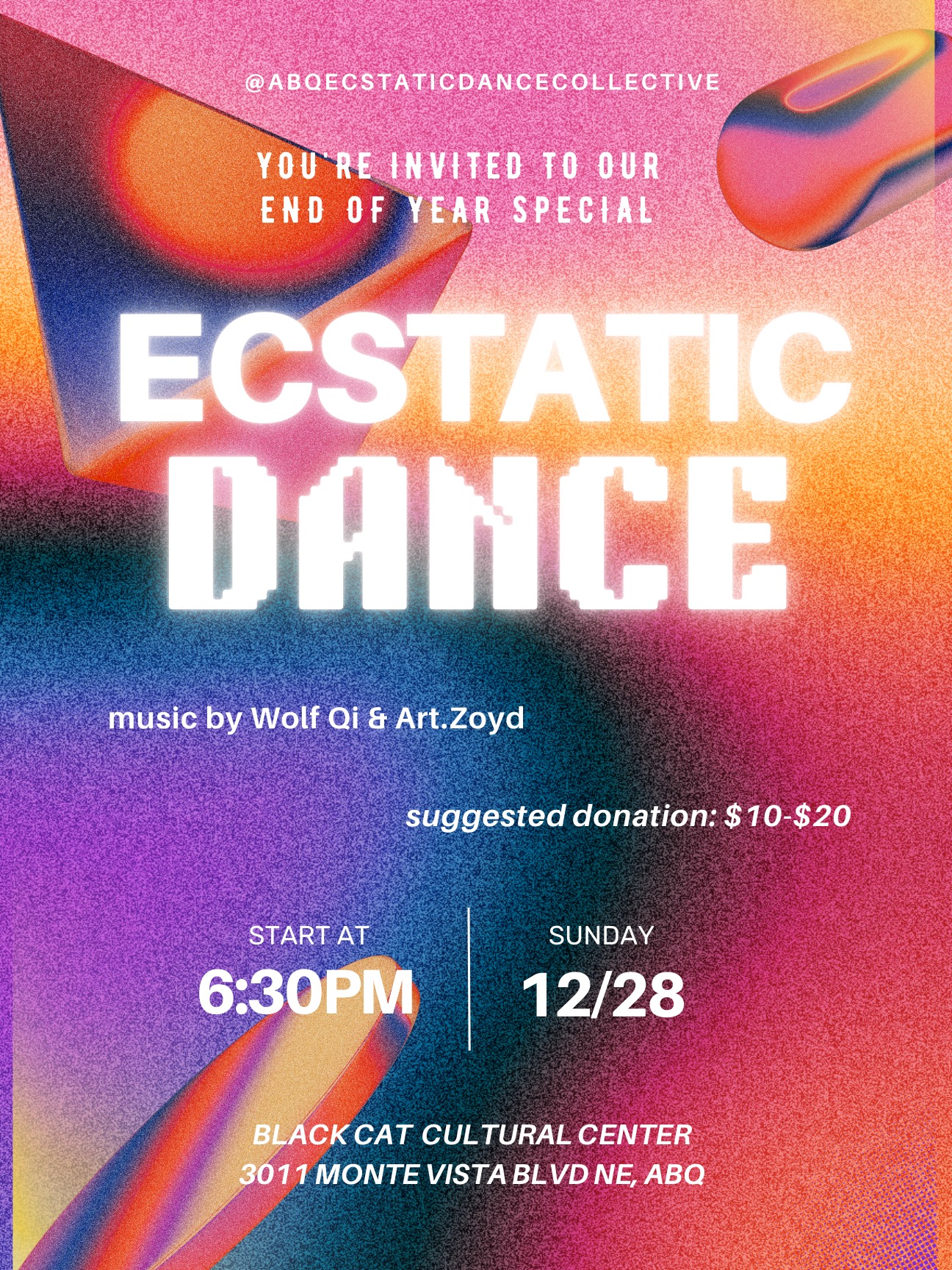End of Year Special Ecstatic Dance in ABQ This Sunday Dec 28th!