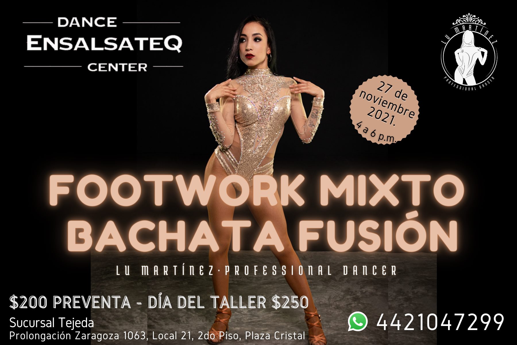 Taller de Footwork mixto Bachata Fusión por Lu Martinez - ENSALSATEQ