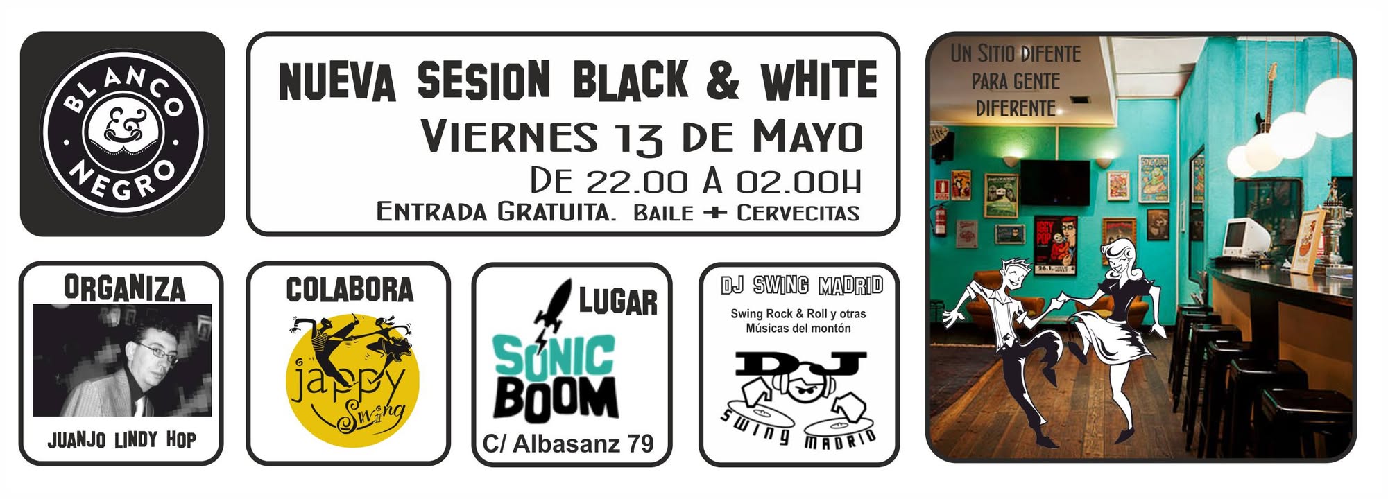 Nueva sesión Black & White Baile + Cervecitas Entrada Gratuita.