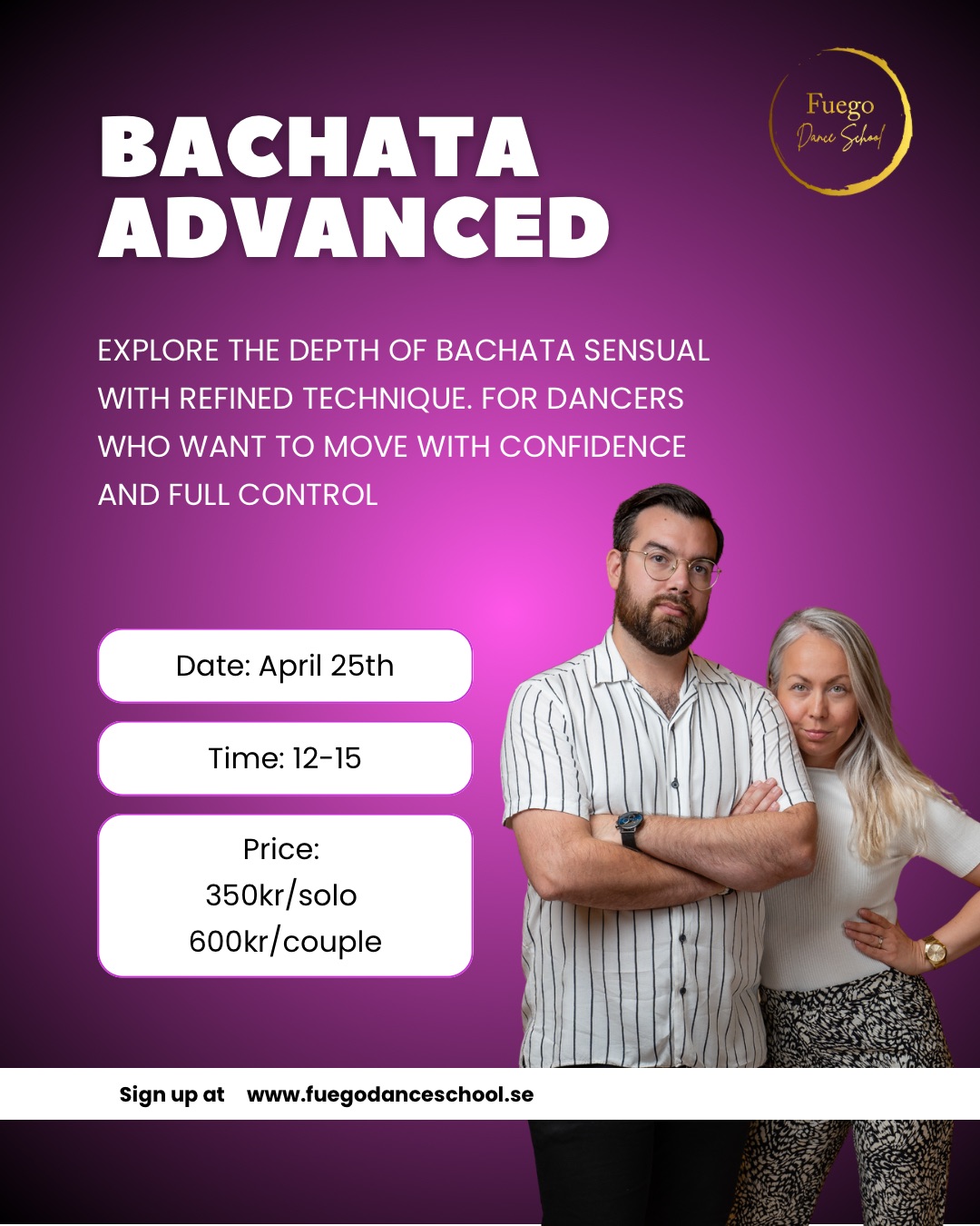 ✨ Bachata Sensual Advanced April 25 3 Hours ✨