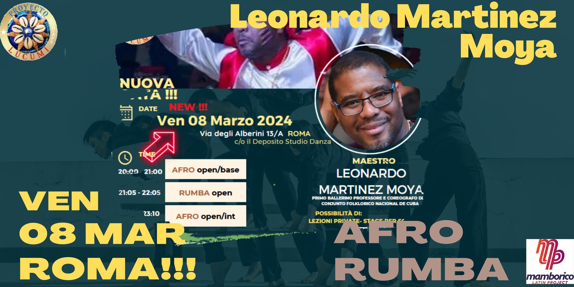 AFRO E RUMBA CON IL PROF LEONARDO MARTINEZ MOYA A ROMA!!!