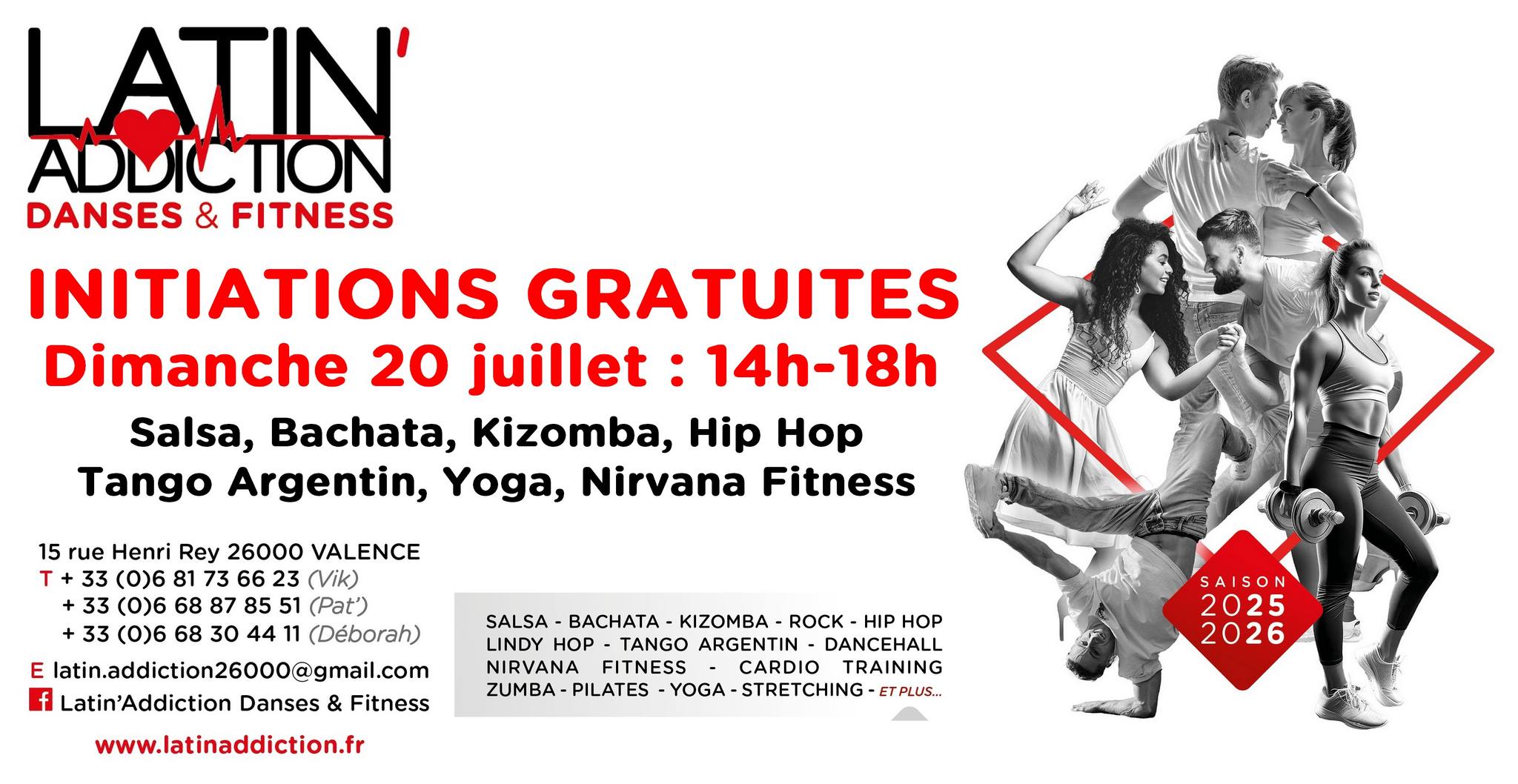 Initiations gratuites Salsa - Bachata - Kizomba - Tango Argentin - Hip Hop - Yoga - Nirvana Fitness