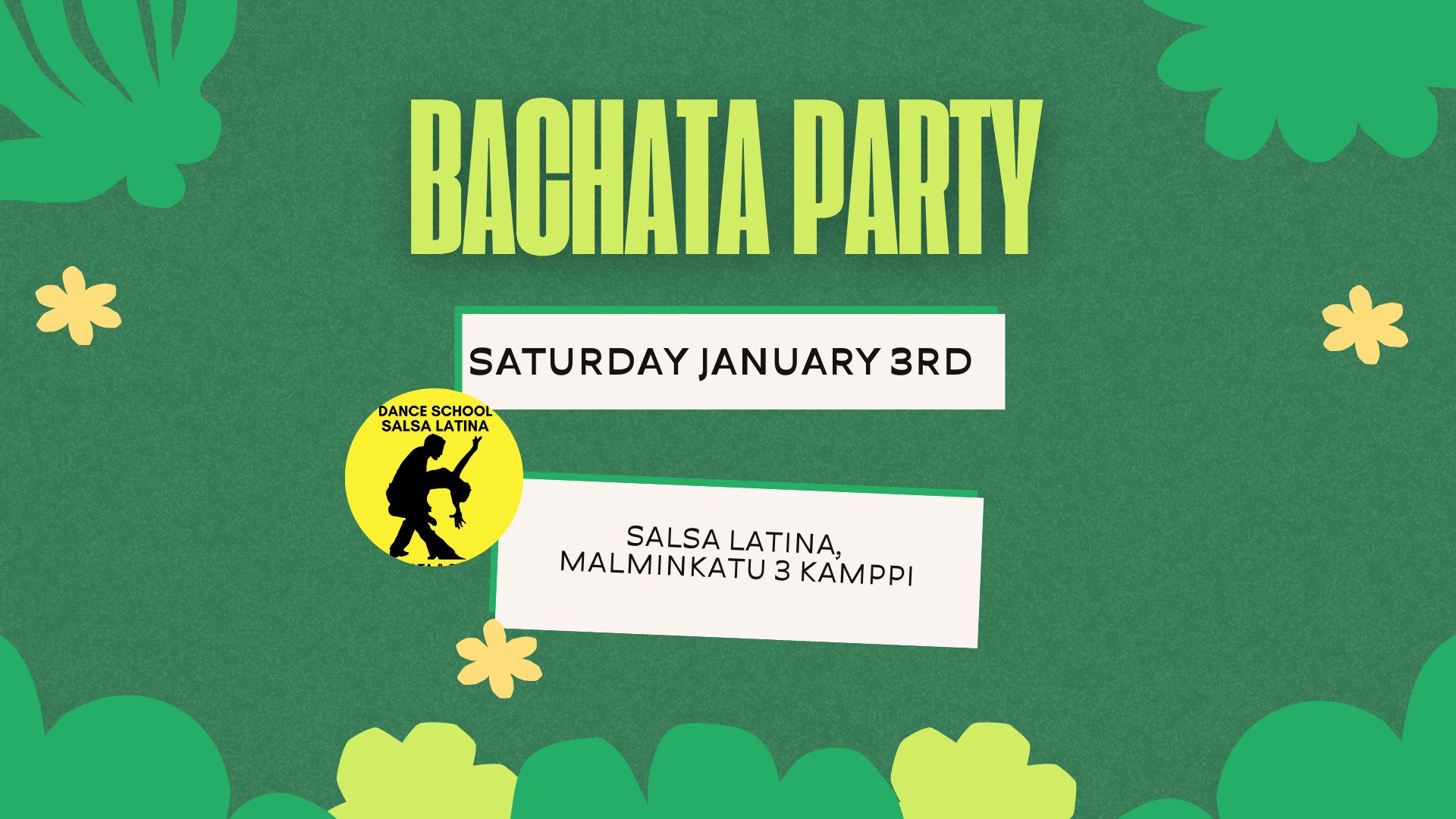 Saturday Bachata Pre Party class Open Level & Bachata Party