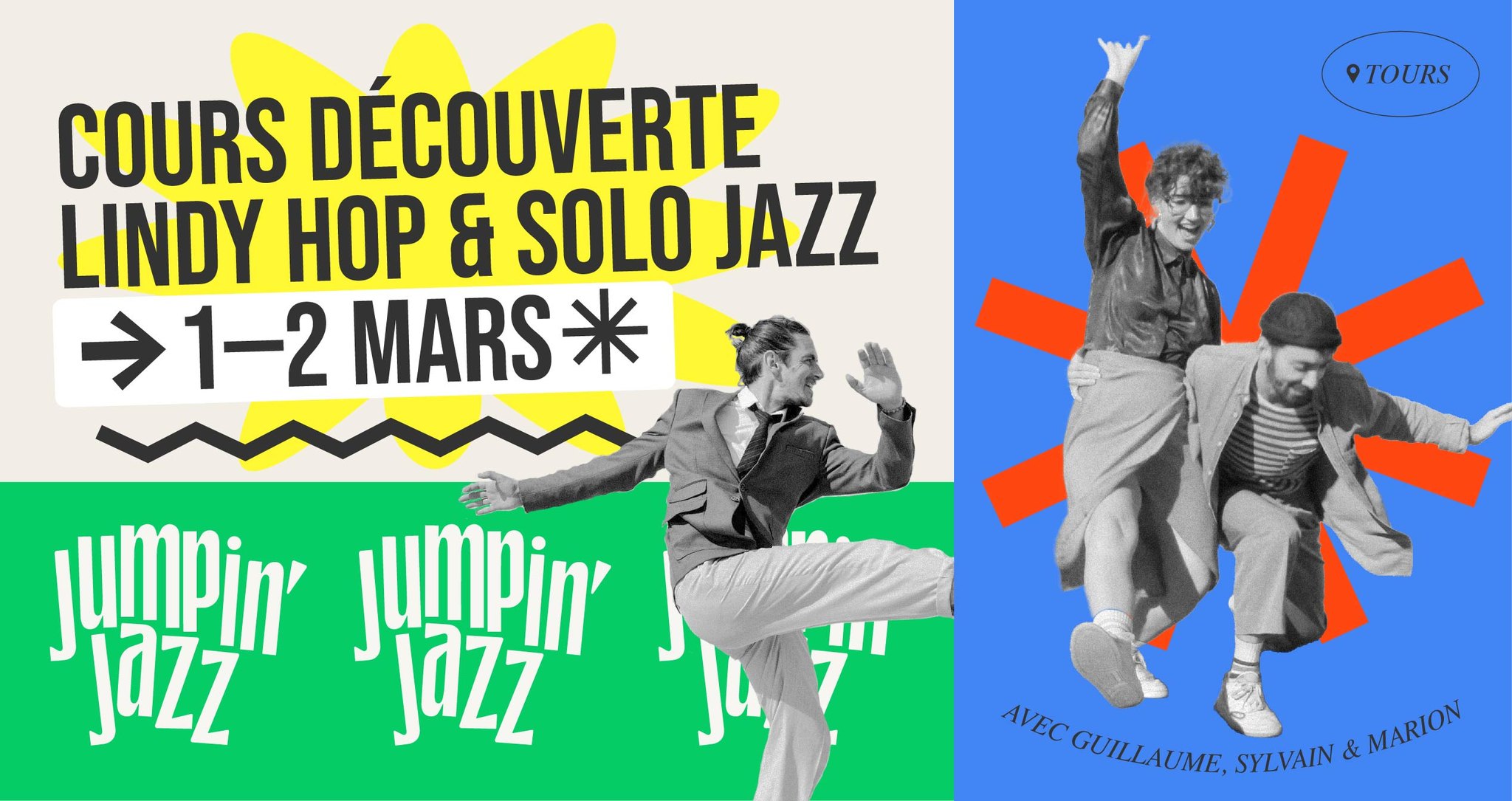 👁 COURS DÉCOUVERTE 👁 Lindy Hop & Solo Jazz 1er et 2 mars