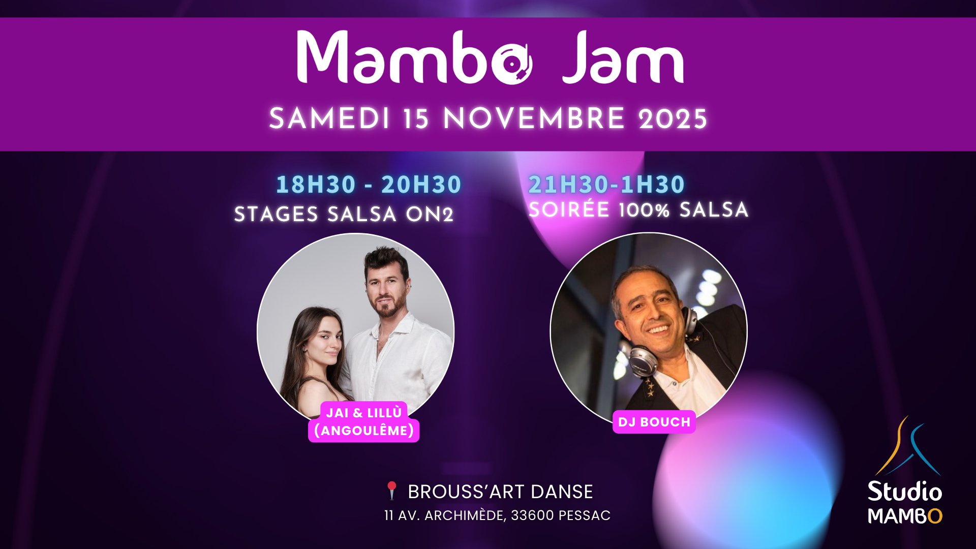 Mambo Jam (Novembre) - Stages Salsa avec Jai & Lillù + Soirée 100% Salsa avec DJ Bouch