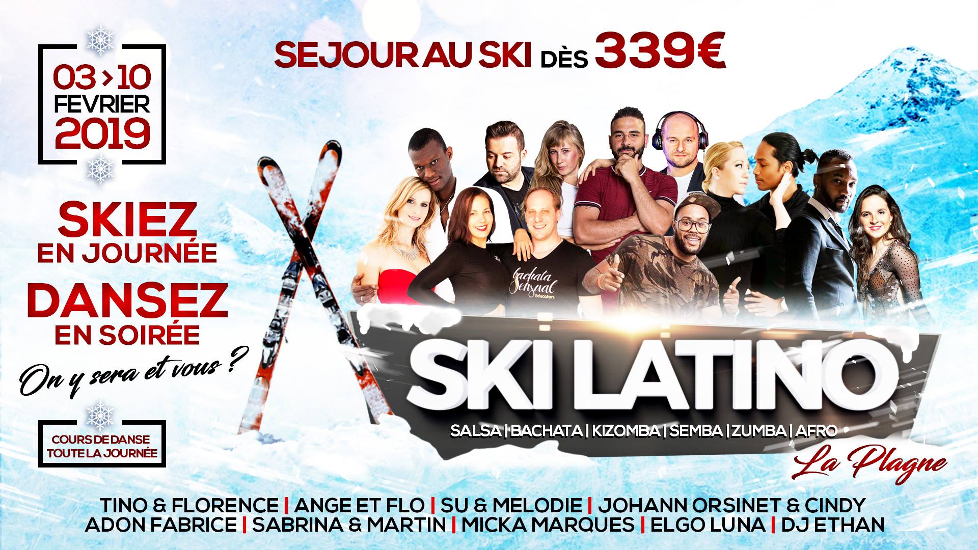 Ski Latino à La Plagne, du 3 au 10 février 2019 (150 places)