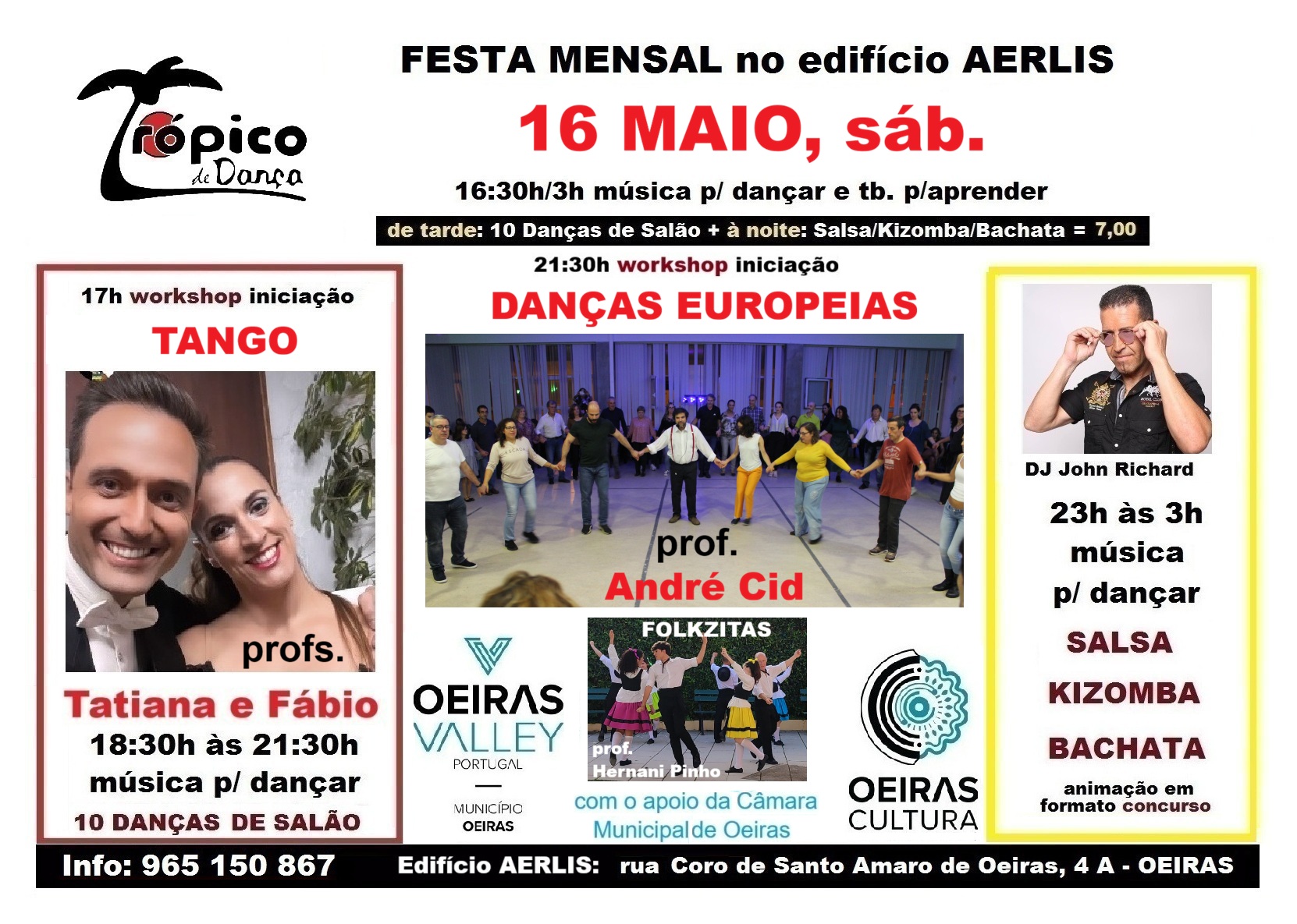Festa maio: Bachata Salsa Kizomba e 10 Danças de Salão