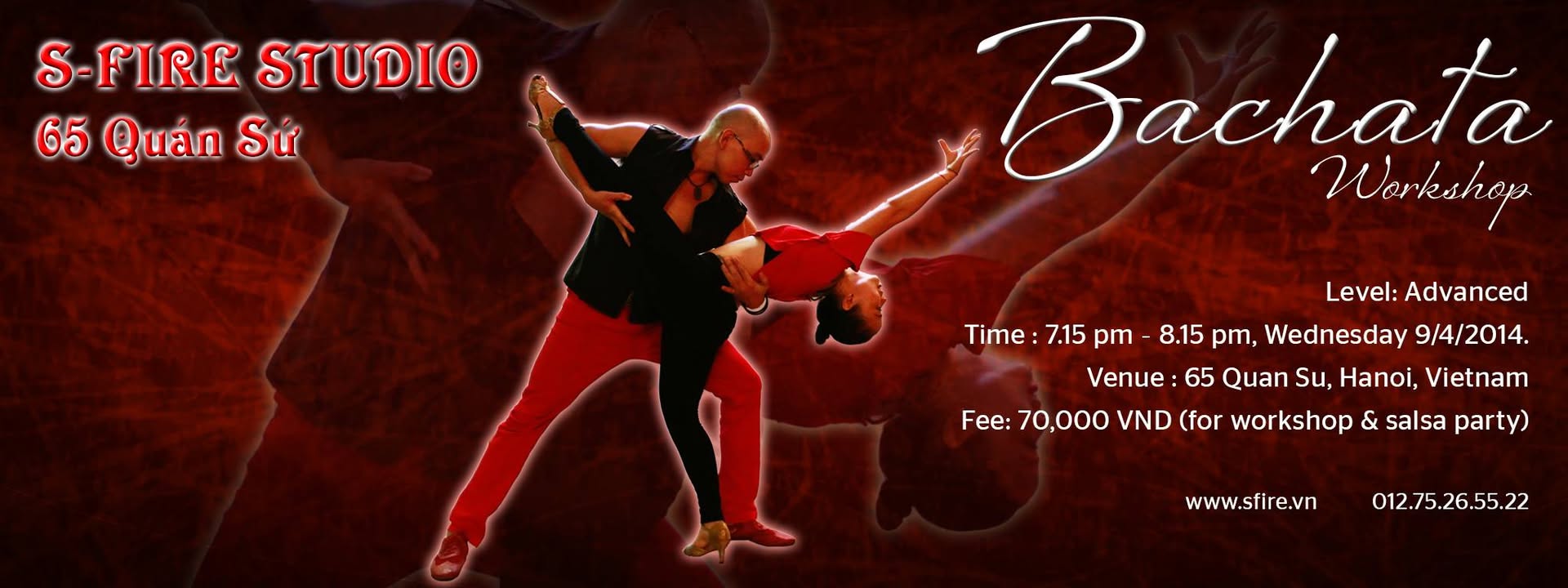 Bachata workshop at 65 Quan Su & Bachata Salsa party night : 7.15pm Wednesday 9-4-2014