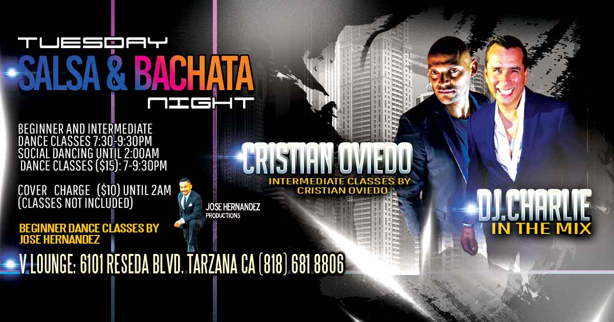 Salsa and Bachata dance classes and social dancing at V Lounge!
