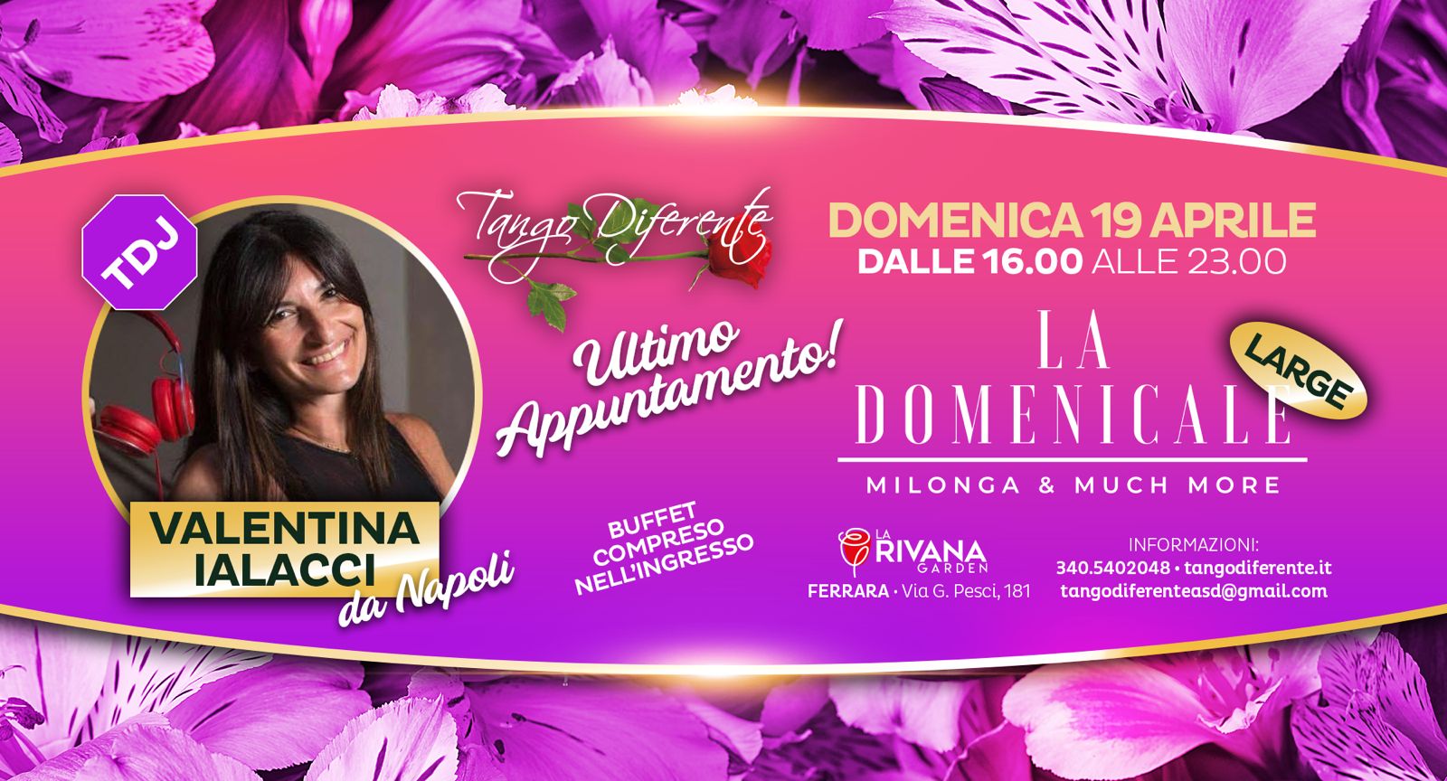 "La Domenicale LARGE" dalle 16 alle 23 con TdJ Valentina Ialacci