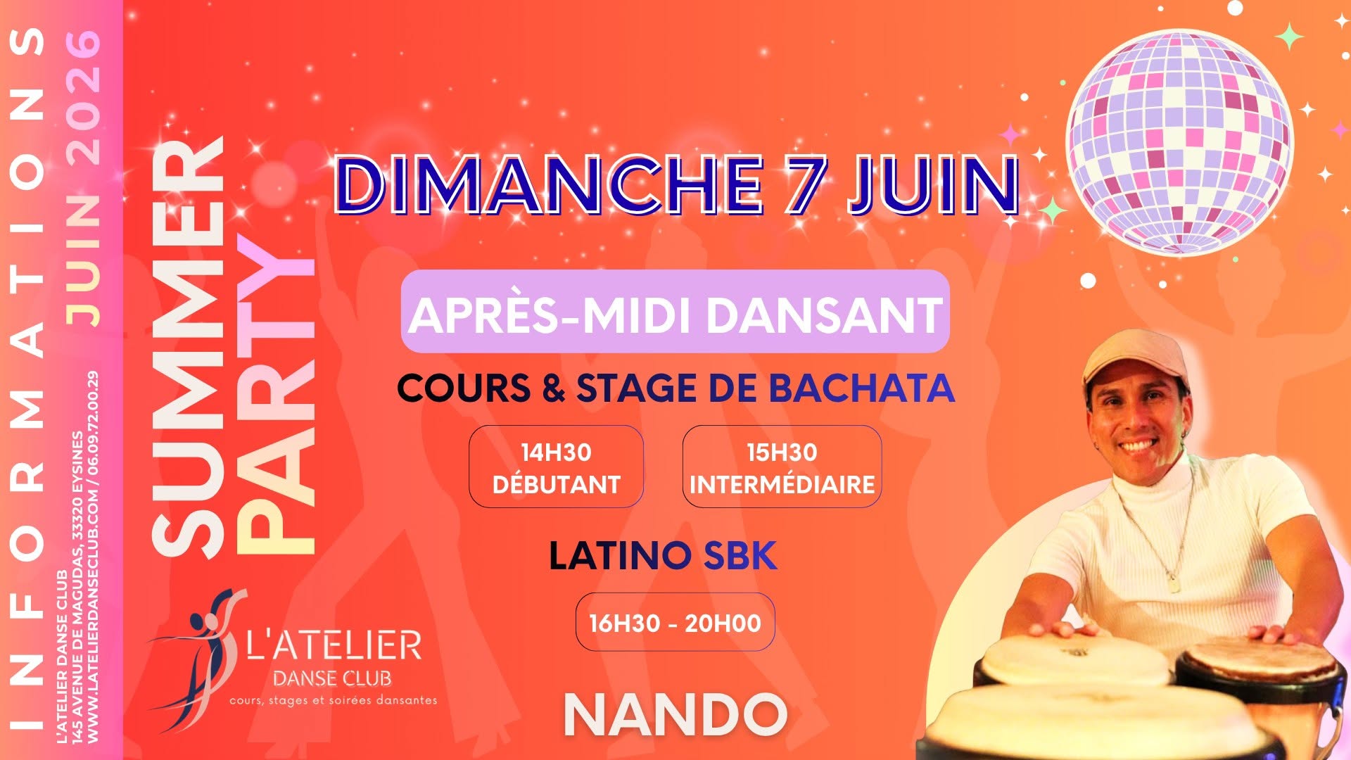 COURS & STAGE DE BACHATA - SUMMER PARTY πΈ