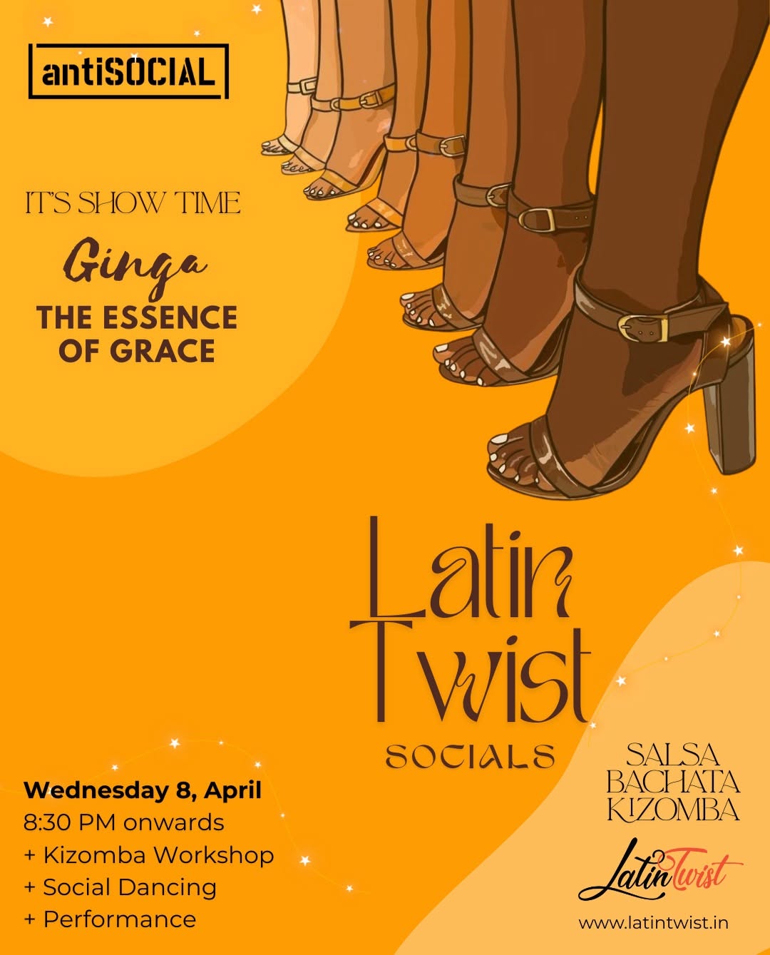 Wednesday 8 April 2026 - Latin Twist Party @ AntiSocial MumbaiLower Parel I Salsa- Bachata-Kizomba
