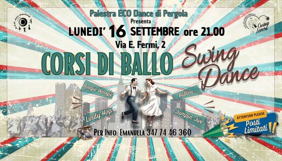 CORSI DI BALLO *JUMPIN JIVE * BOOGIE WOOGIE *LINDY HOP * BALBOA * - Palestra ECO DANCE di Pergola