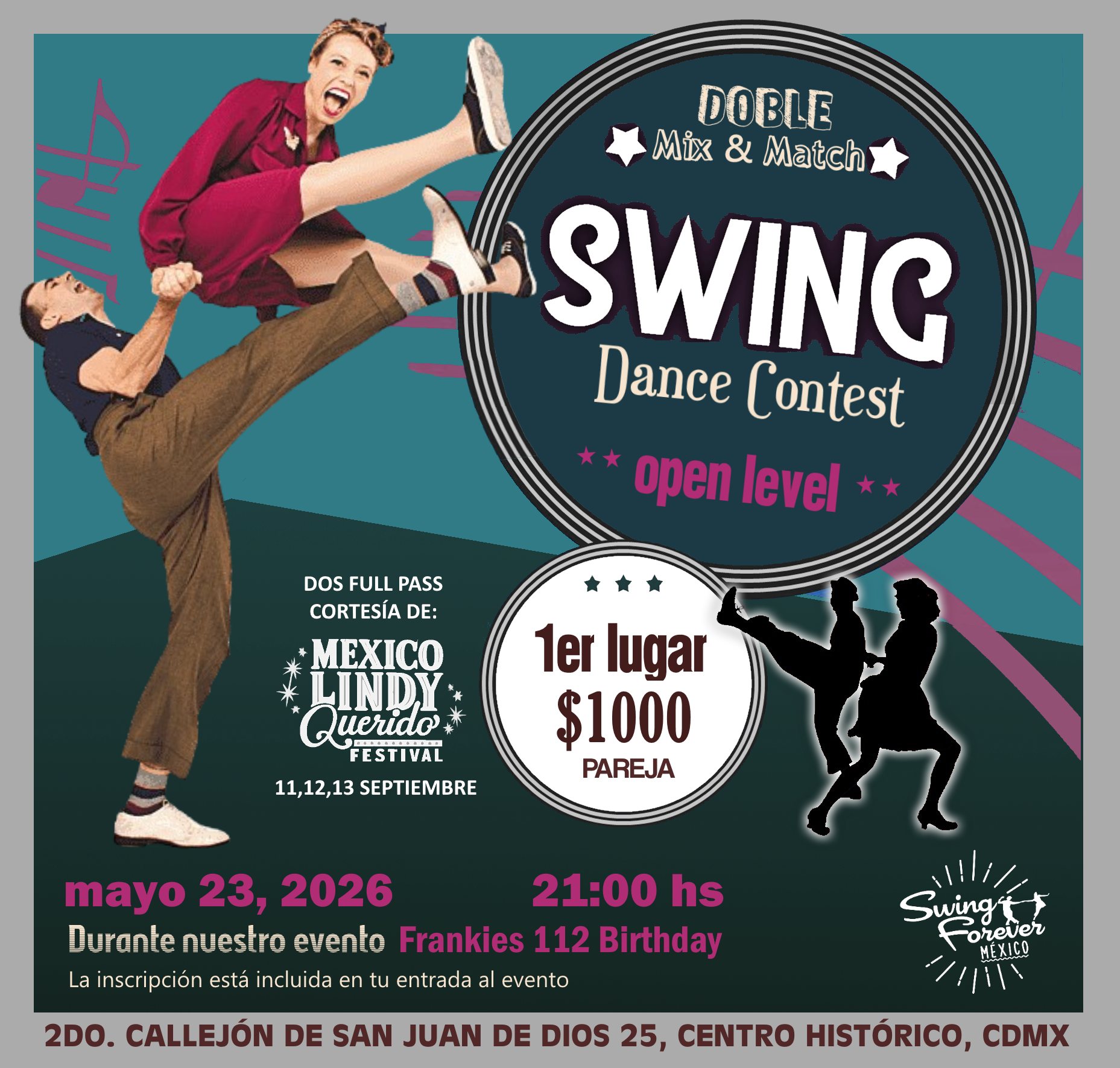 SWING DANCE CONTEST DOBLE MIX & MATCH: Open level
