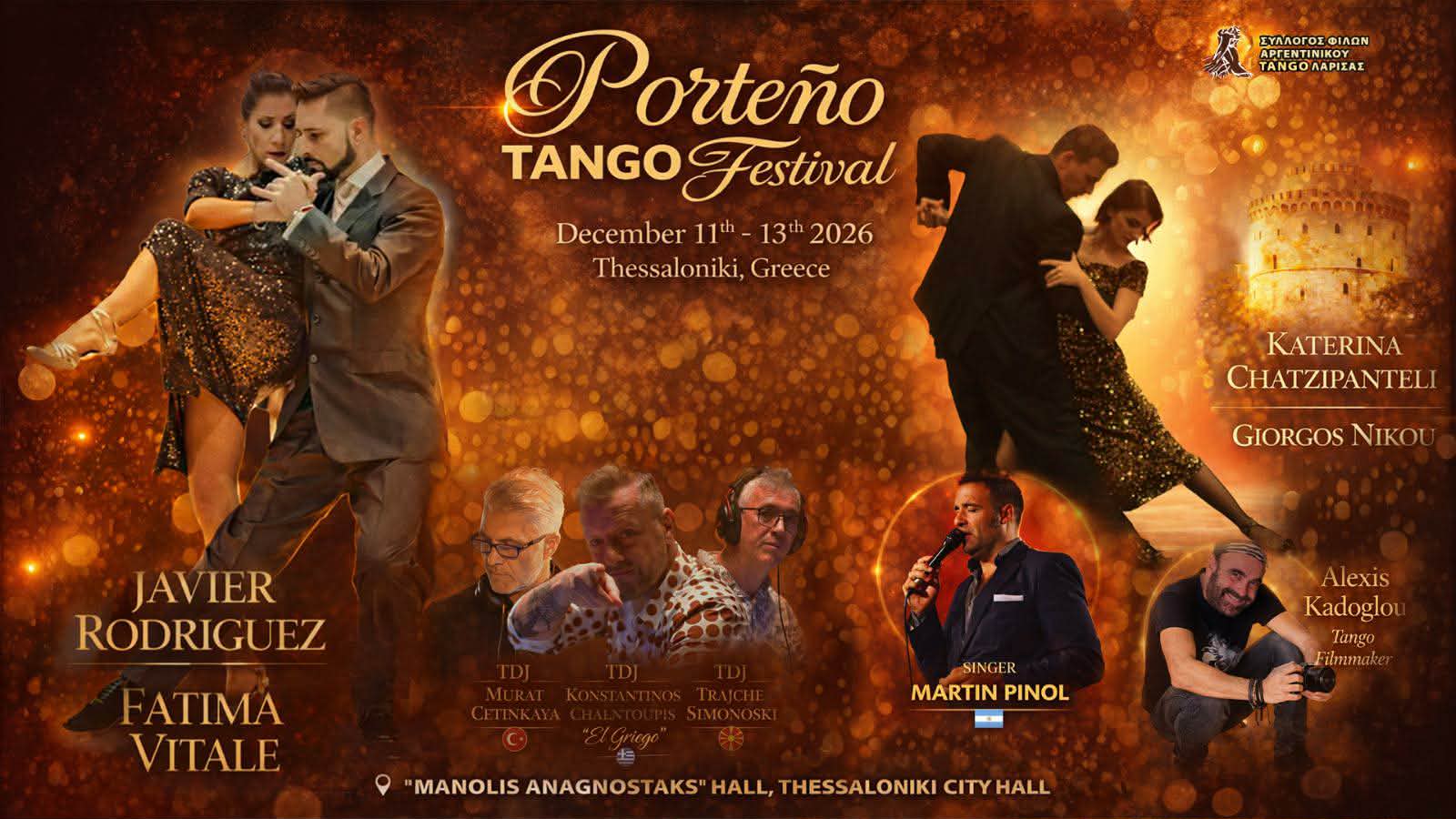 PORTENO TANGO FESTIVAL with JAVIER RODRIGUEZ & FATIMA VITALE 11-13 DECEMBER 2026 THESSALONIKI