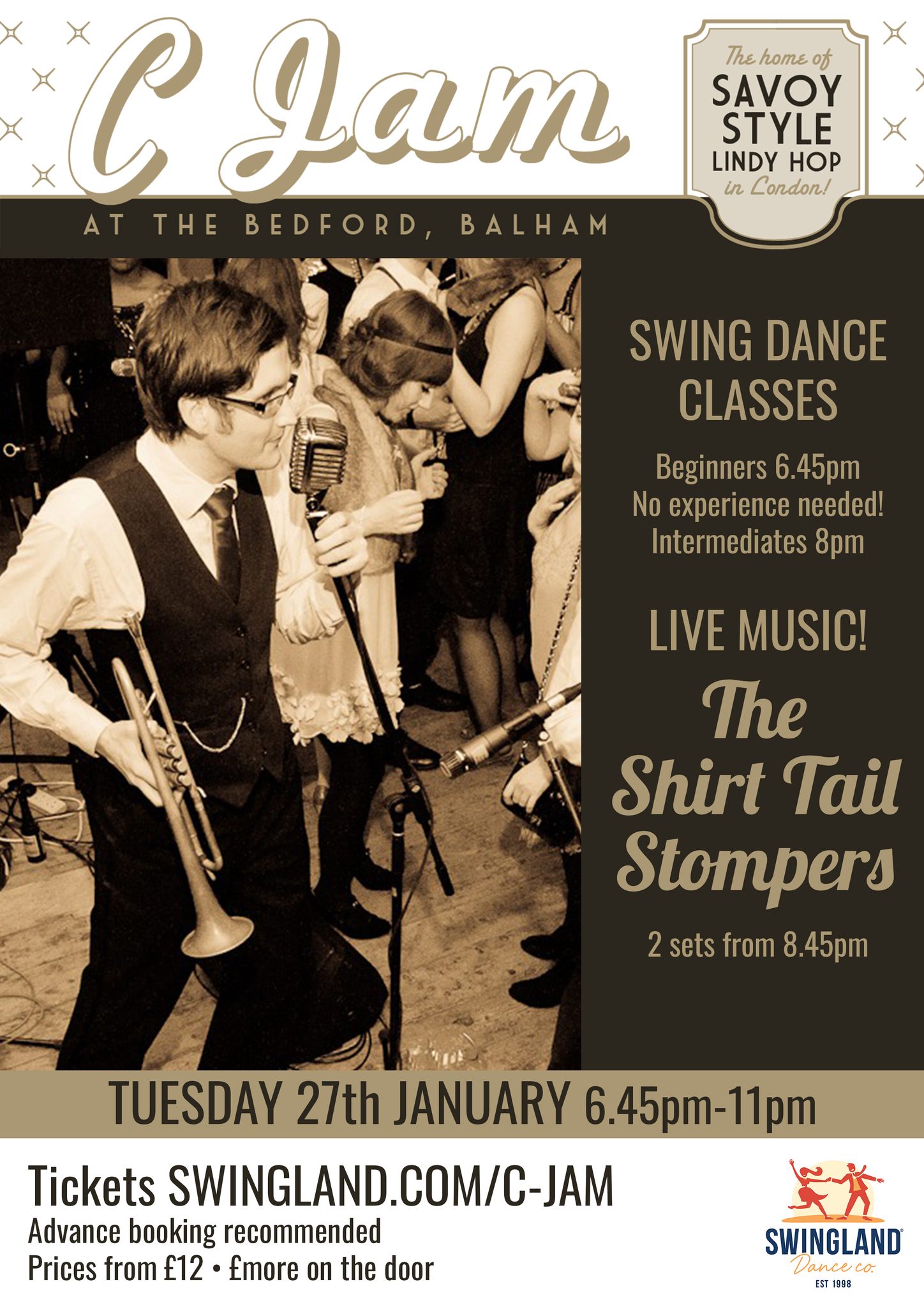 🔥LIVE MUSIC NIGHT! Shirt Tail Stompers - C Jam @ The Bedford - Lindy hop classes and dancing