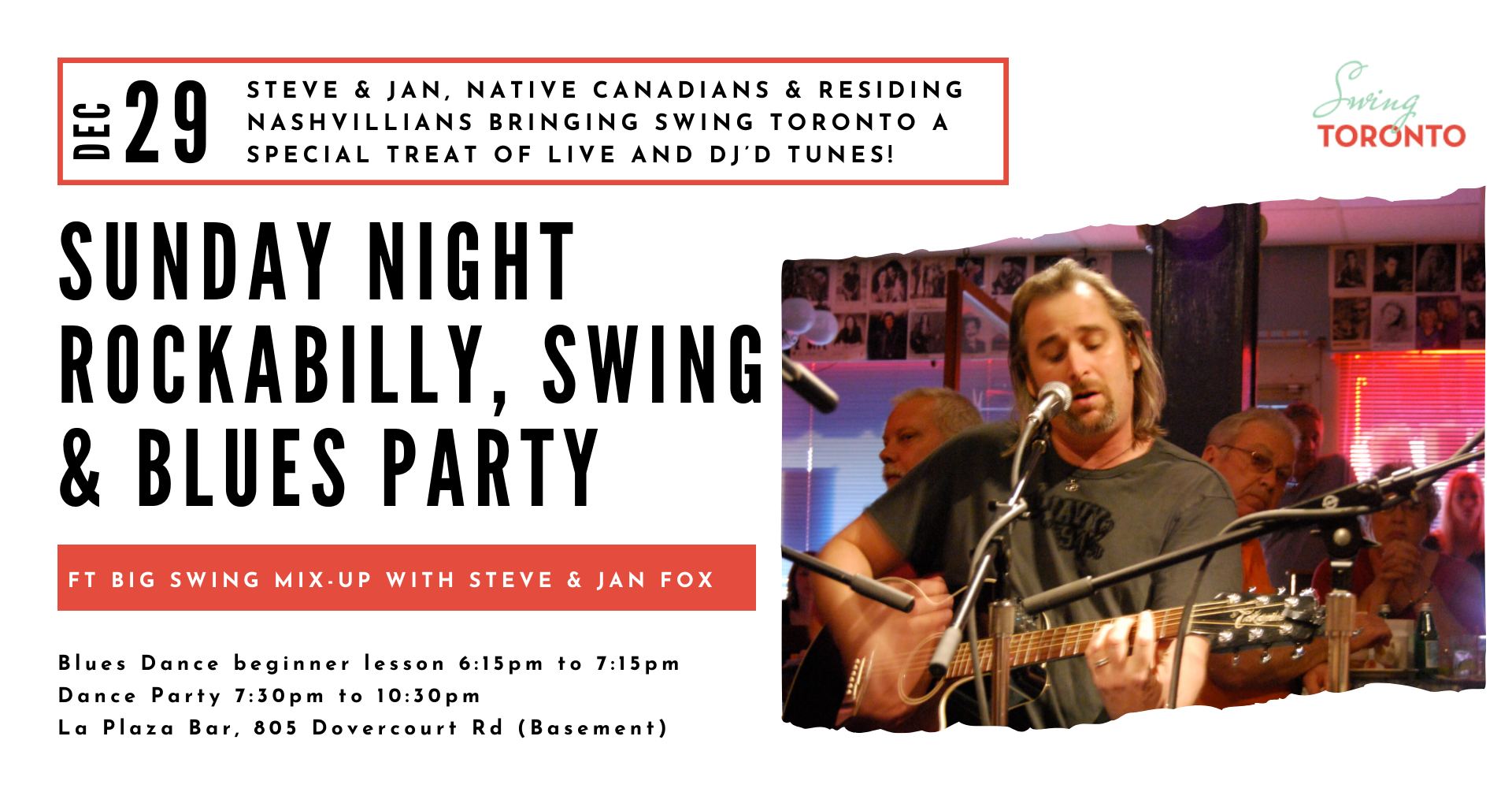 Rockabilly, Swing & Blues Sunday Night ft Steve & Jan Fox! Beginner Lesson & Dance Party!