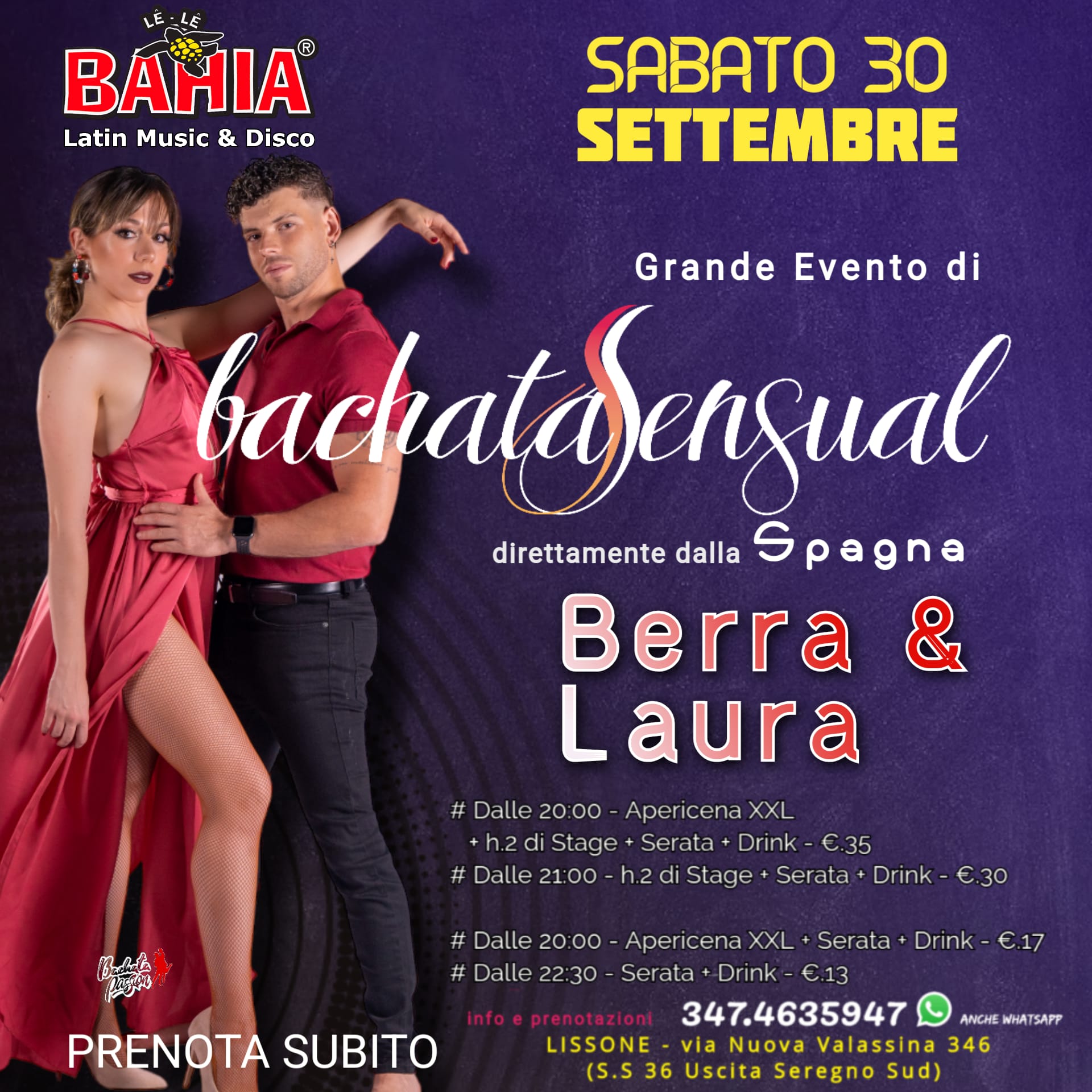 STAGE ESCLUSIVO DI BACHATA CON BERRA & LAURA