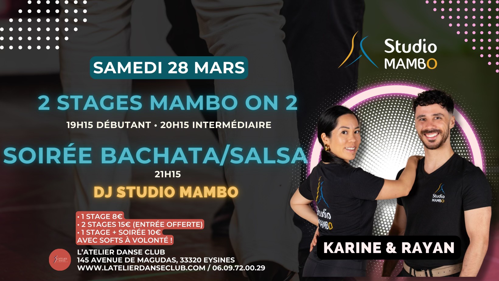 2 stages de Mambo On 2 & Soirée Bachata Salsa