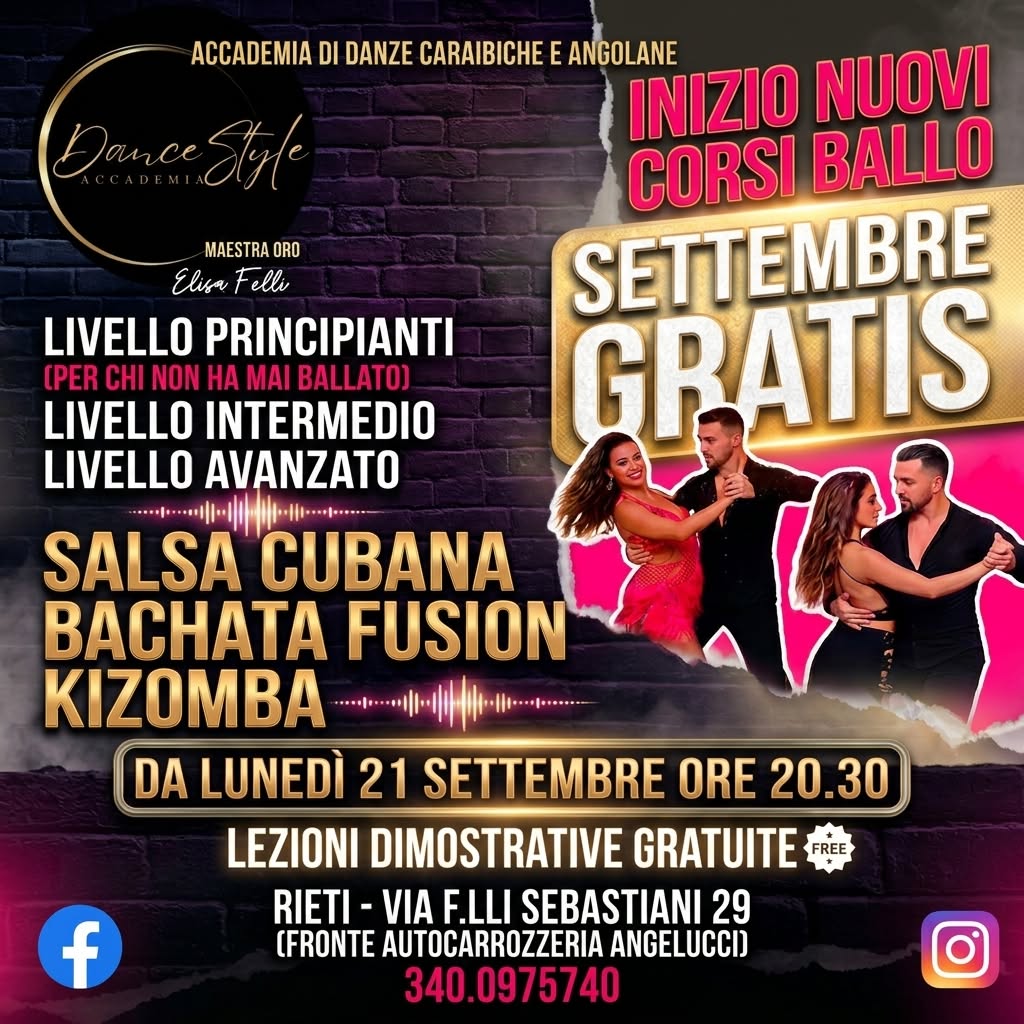 NUOVI CORSI DI SALSA BACHATA E KIZOMBA - DIMOSTRAZIONI GRATUITE