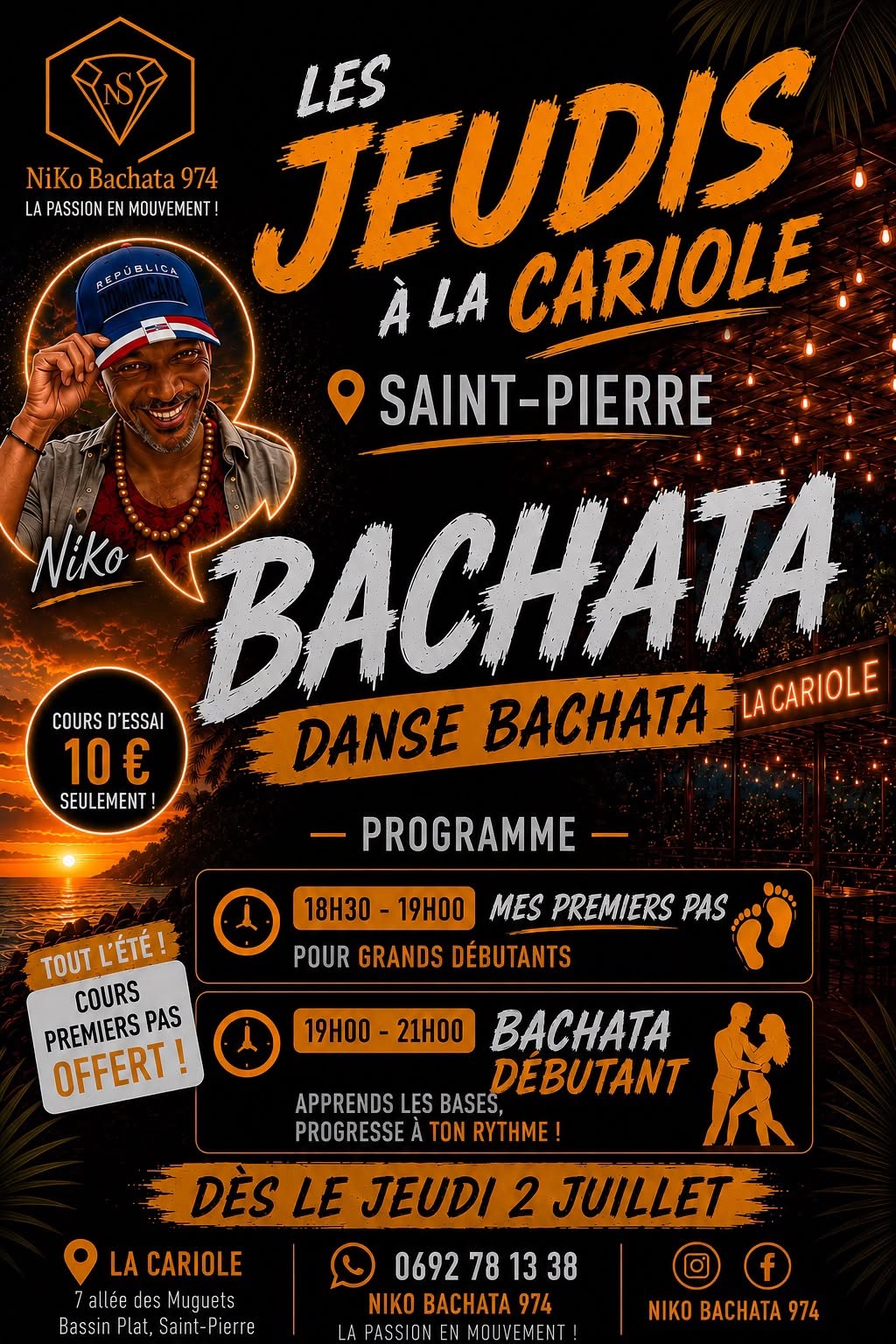 Cours Bachata OFFERT les jeudis à St Pierre