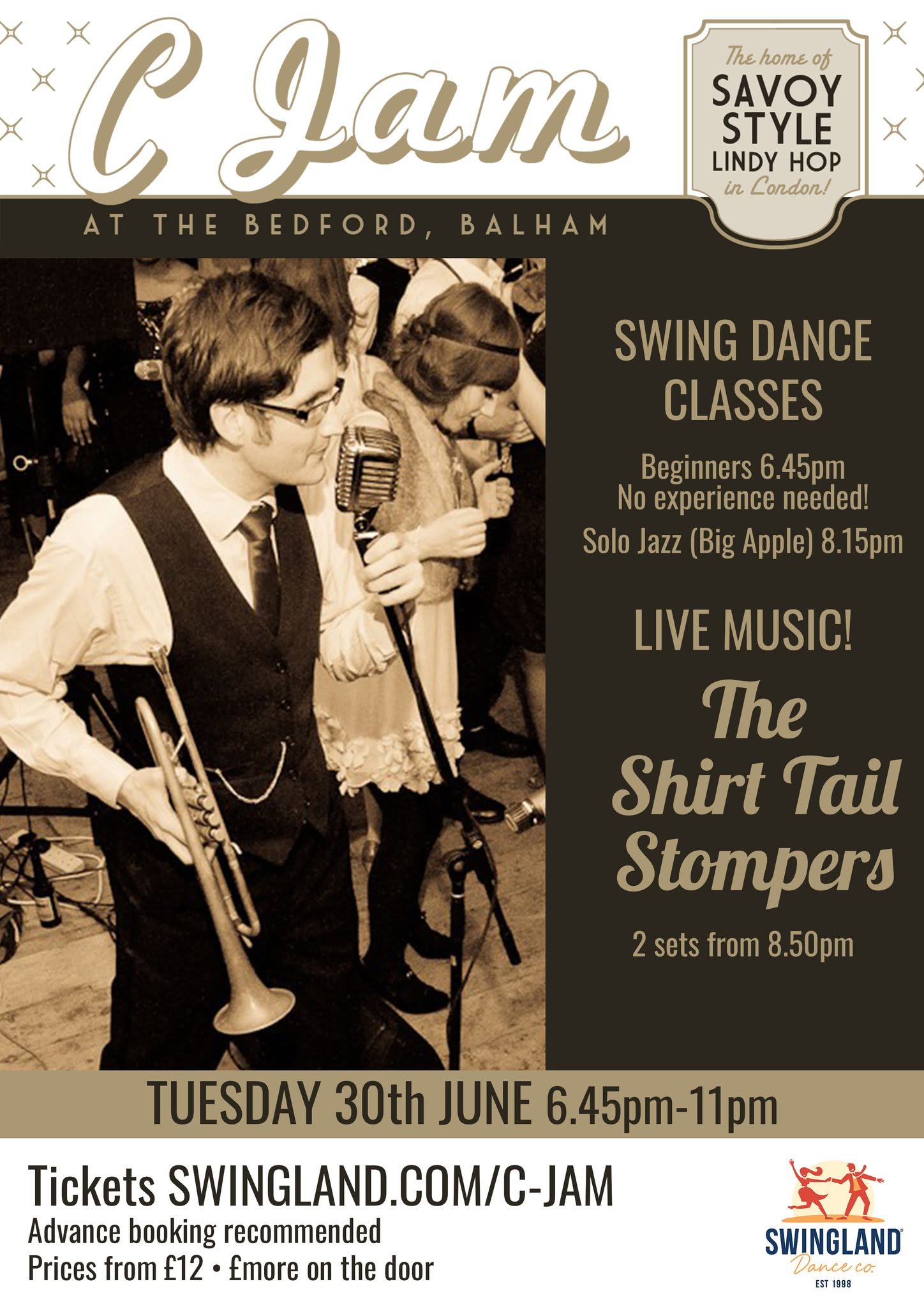 🔥LIVE MUSIC NIGHT! Shirt Tail Stompers - C Jam @ The Bedford - Lindy hop classes and dancing