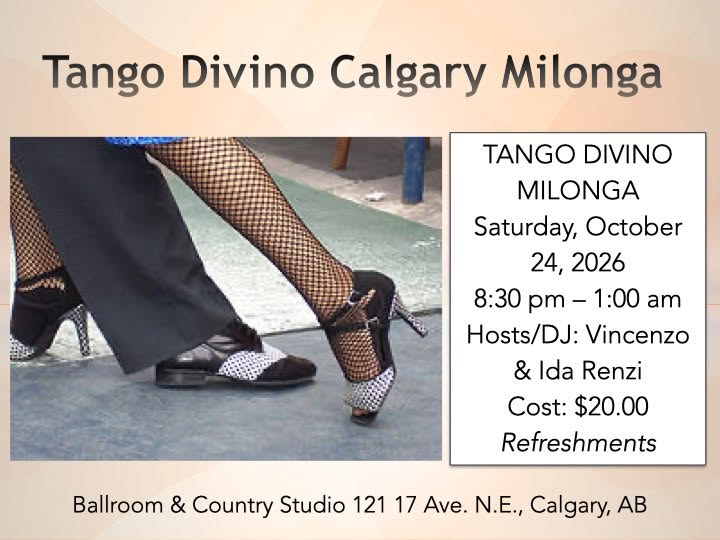 Tango Divino Calgary Milonga with 8 pm lesson