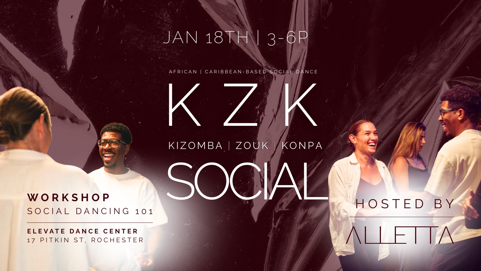 KZK (ᴋɪᴢᴏᴍʙᴀ•ᴢᴏᴜᴋ•ᴋᴏɴᴘᴀ) Social + Social Dancing 101 Workshop Hosted by ALLETTA