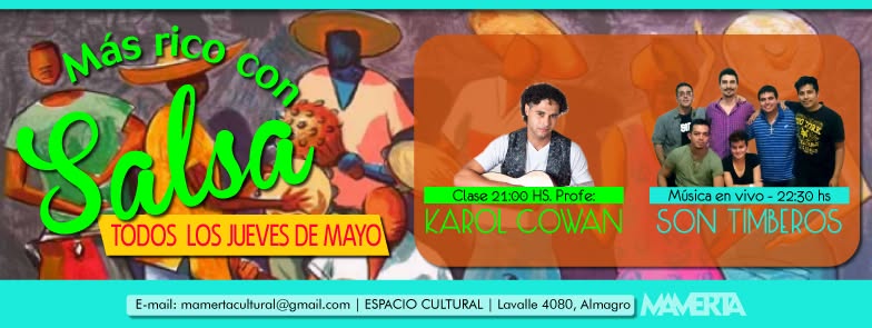Hoy! ★ ¡Más rico con SALSA! ★ Clases y Música en vivo ★ 21 hs ★ ¡Todos los Jueves!