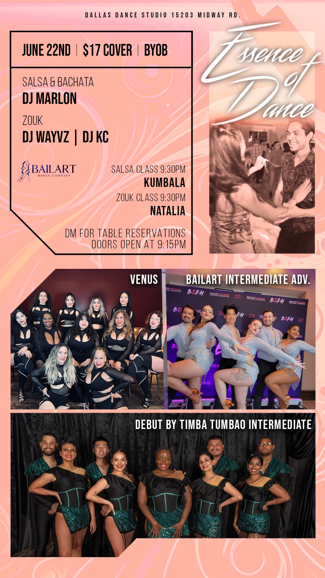 Essence of Dance: Timba Tumbao DEBUT + Performances by BAILART & Venus