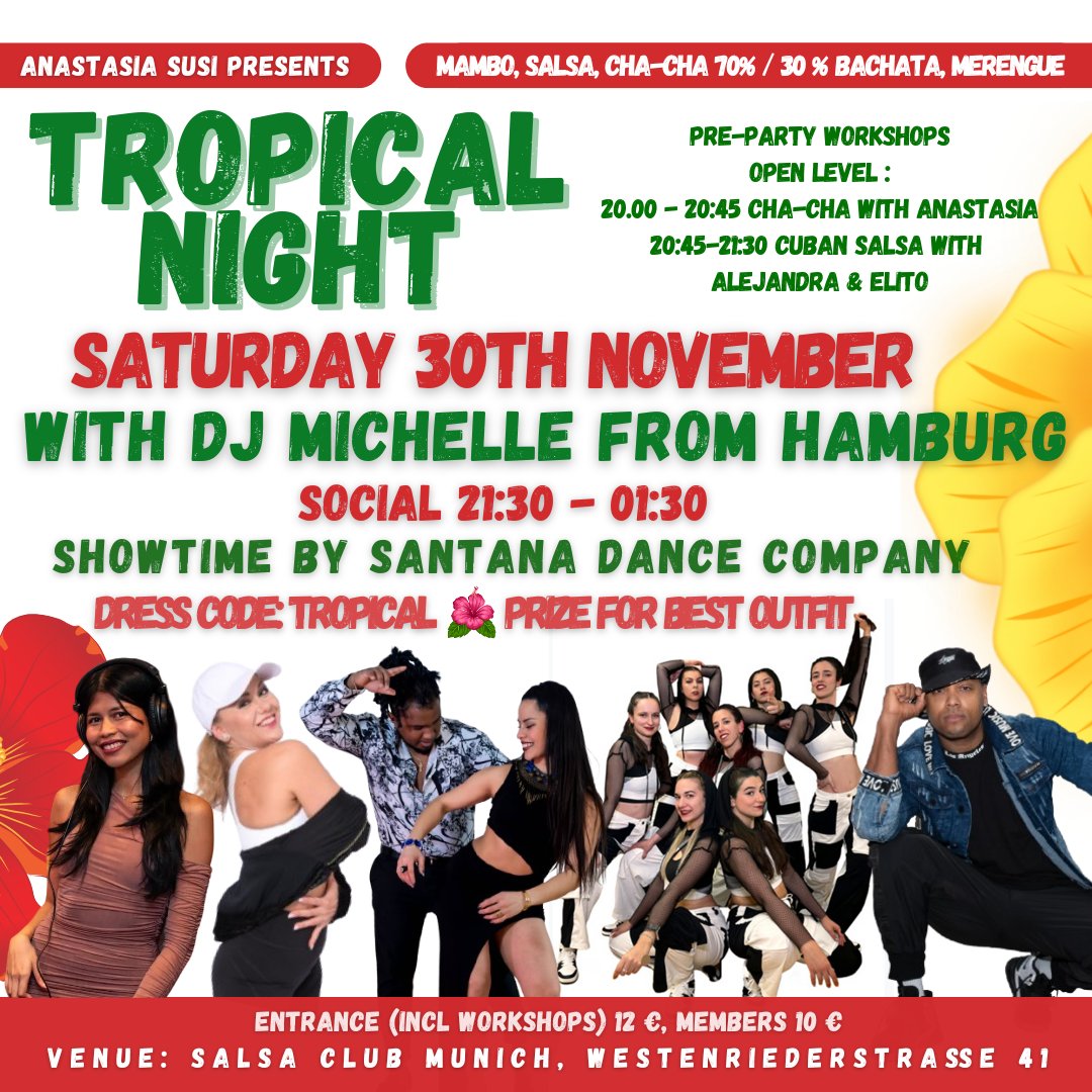 TROPICAL NIGHT Saturday 30th November with DJ MICHELLE!