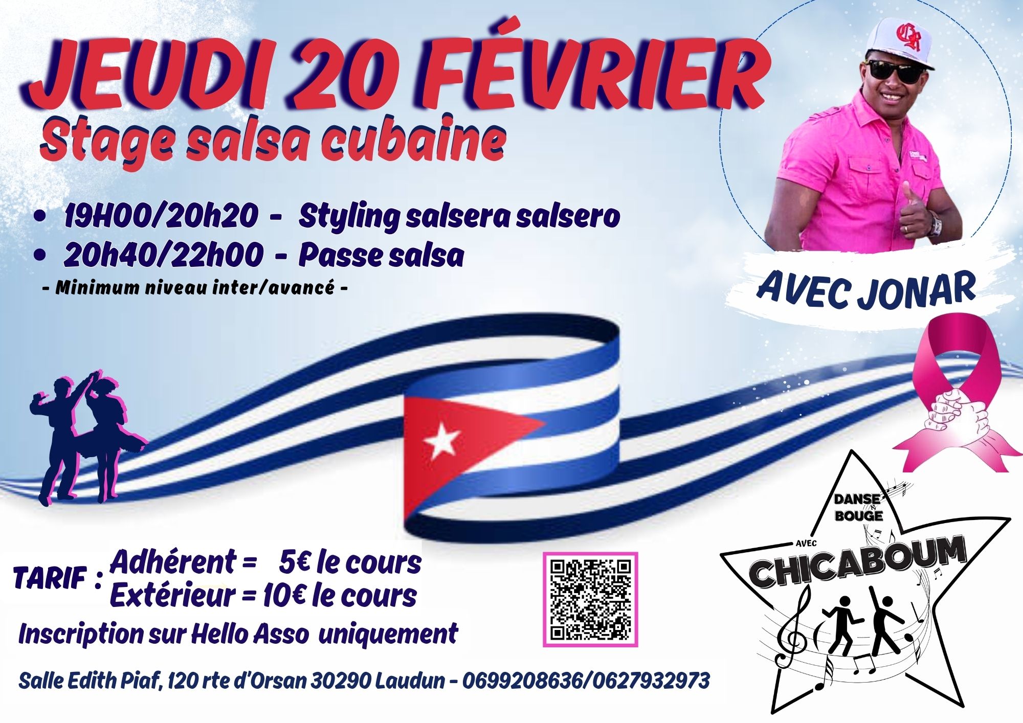 2 STAGES SALSA AVEC JONAR - Attention nous ne prenons plus de cavalière seule pour le cours passe
