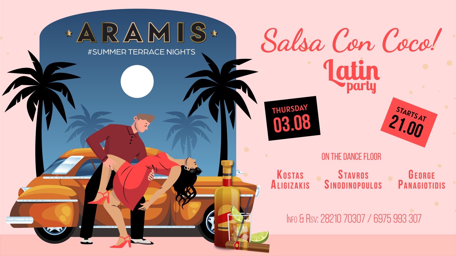 Salsa con “Coco” Πέμπτη 3 08 2023 Aramis Terrace