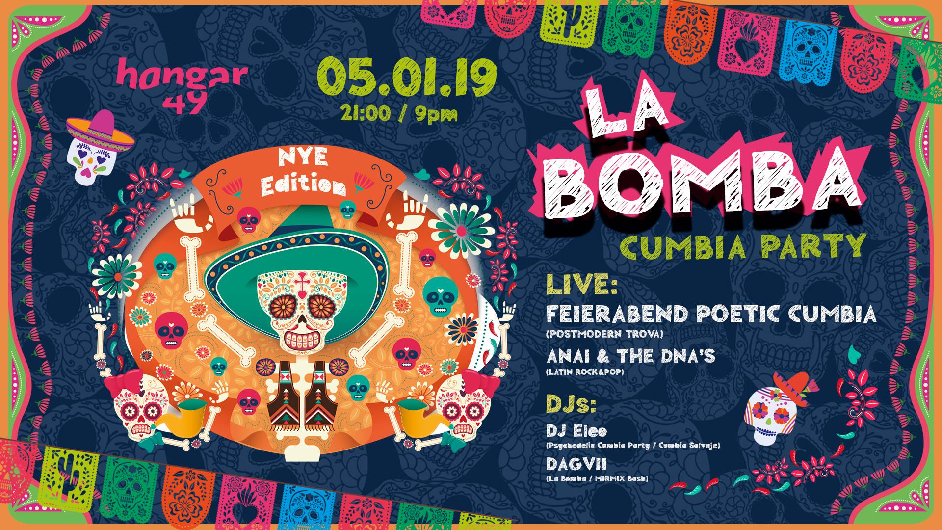 La Bomba NYE w. Feierabend Poetic Cumbia, Anaí & the DNA’s, DJs