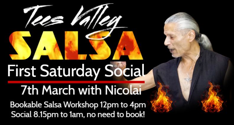 Tees Valley Salsa - First Saturday Social plus optional workshop! - MARCH with Nicolai V
