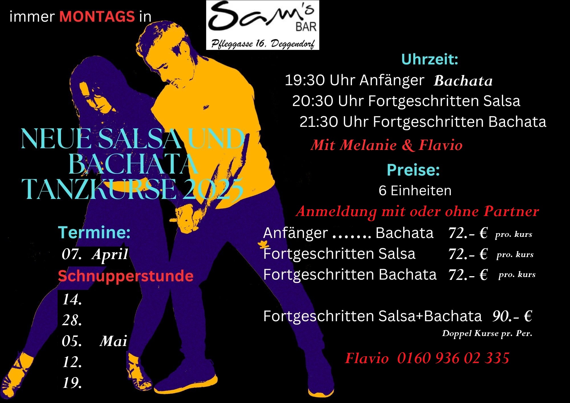 Lust Bachata zu Lernen? Montag 7. April Kostenlos-Schupperstunde mit Melanie & Flavio