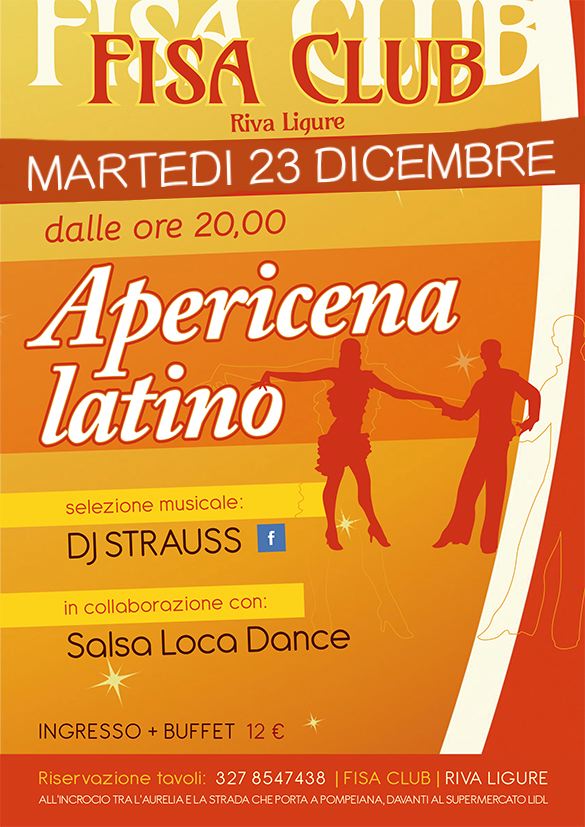 MARTEDI 23 APERICENA LATINO NATALIZIO al FISA CLUB