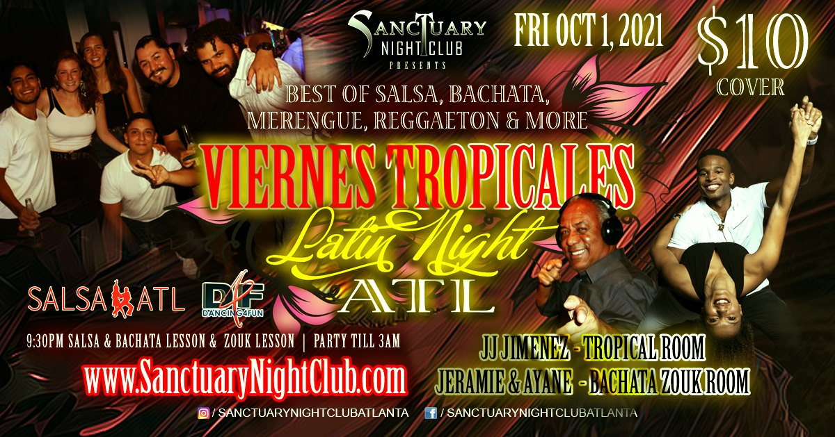 Viernes Tropicales Latin Night bonus Bachata Zouk room Fri Oct 1st