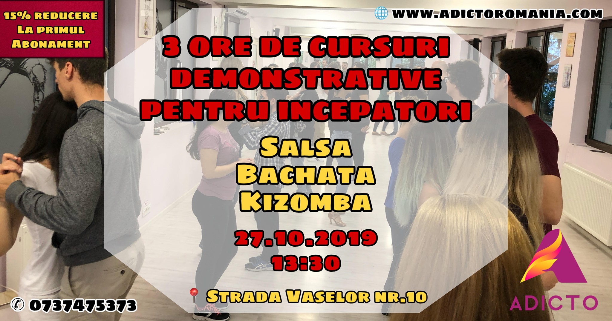 Cursuri demonstrative gratuite de salsa, bachata si kizomba