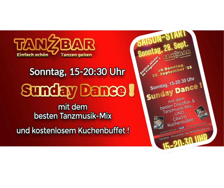 "Sunday Dance" 15-20:30 mit bestem Fox- + Tanzmusik-Mix + GRATIS Kuchenbüffet!