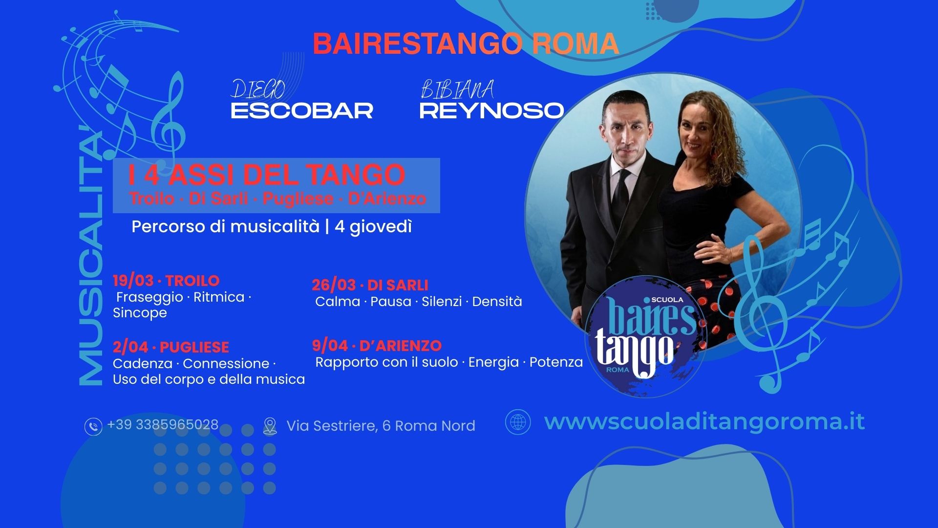 DIEGO ESCOBAR a Bairestango roma! Musicalita' I 4 assi del Tango
